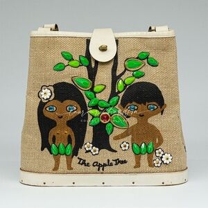 The Apple Tree Beige and Green Shoulder Bag